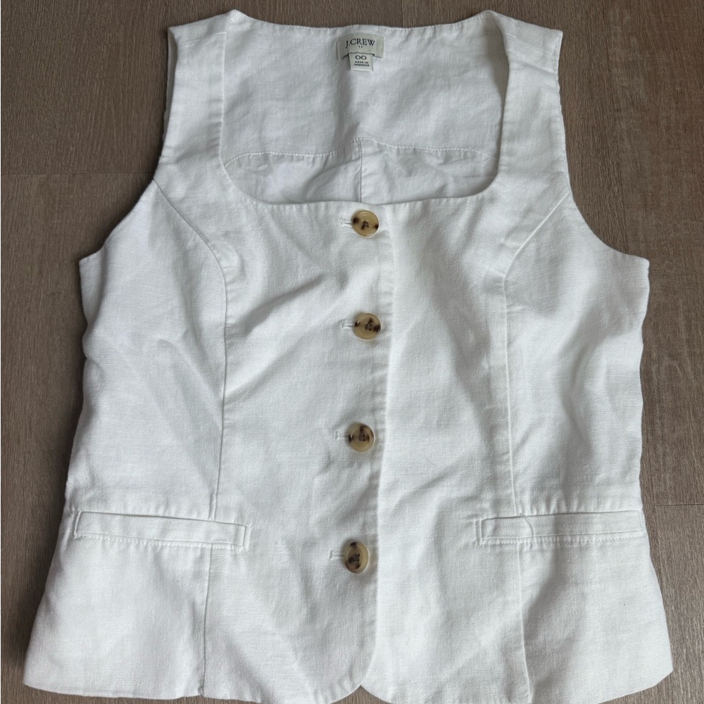 J. Crew Cream Button-Up Vest